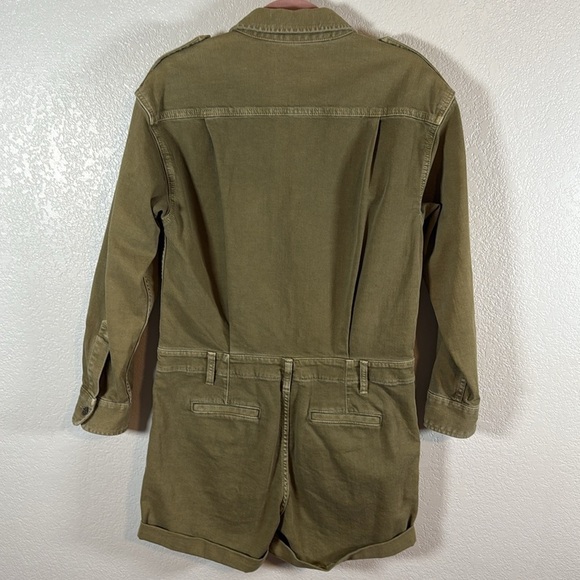 Current Elliot Green Denim Boiler Work Wear Jumpsuit Button Down Size 2 - Picture 5 of 8